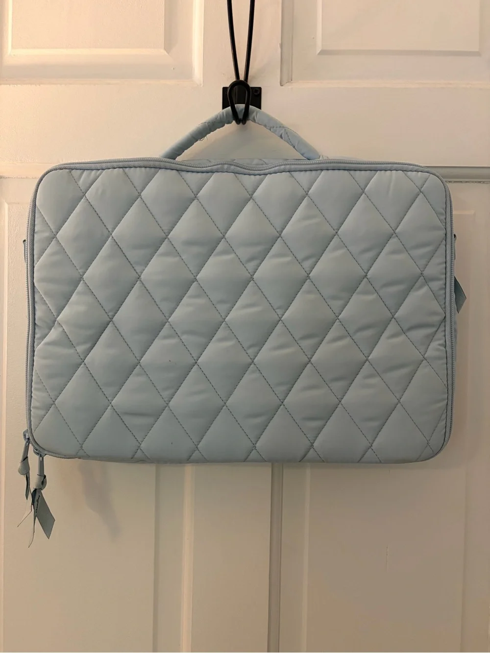 Vera Bradley laptop sleeve light, blue quilted laptop bag handles no strap